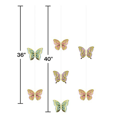 Butterfly Shimmer Foil Hanging Cutouts - SKU:355774 - UPC:039938861506 - Party Expo
