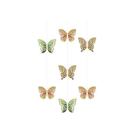 Butterfly Shimmer Foil Hanging Cutouts - SKU:355774 - UPC:039938861506 - Party Expo