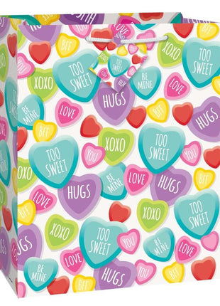 Candy Hearts Valentine's Day Gift Bag (1ct) - SKU:62758 - UPC:011179627585 - Party Expo