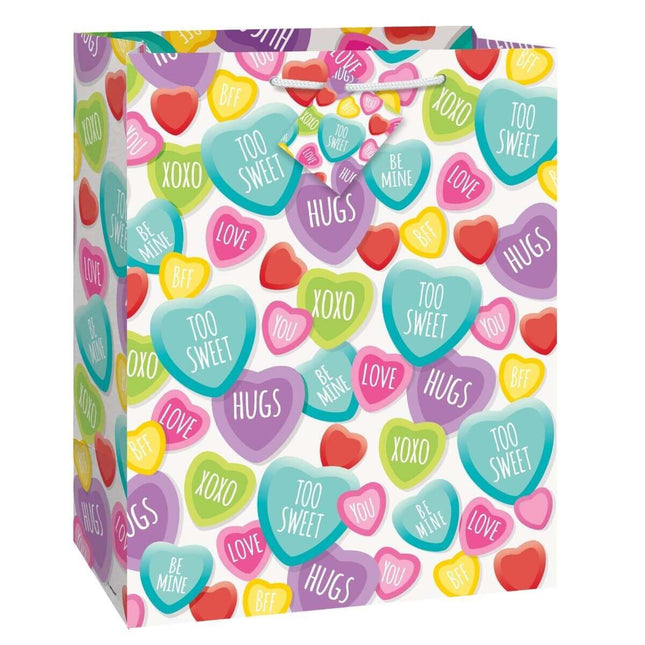 Candy Hearts Valentine's Day Gift Bag (1ct) - SKU:62758 - UPC:011179627585 - Party Expo