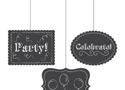 Chalkboard Hanging Cutout (3ct) - SKU:031606- - UPC:039938178444 - Party Expo