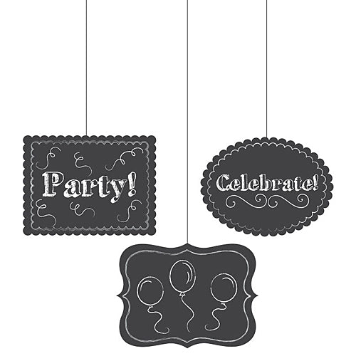 Chalkboard Hanging Cutout (3ct) - SKU:031606- - UPC:039938178444 - Party Expo