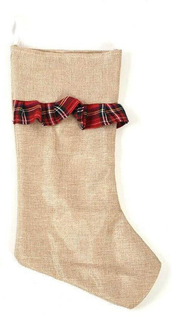 Christmas Burlap - Plaid Stockings with Ruffle (1ct) - SKU:SH465 - UPC: - Party Expo