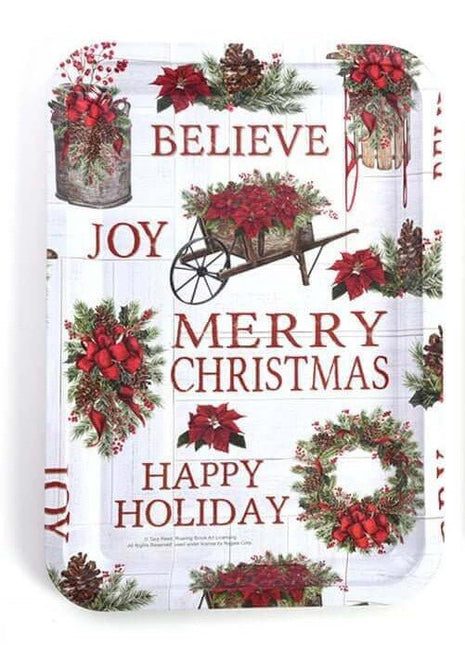 Christmas Rectangle Tin Tray - 13" X 9" (1ct) - SKU:XOV1011 - UPC:677916868668 - Party Expo