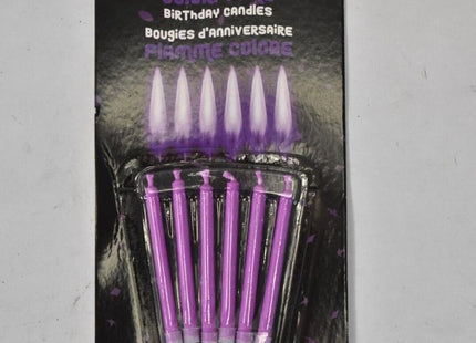Colorflame Purple Candle with Holders - SKU:CLBC-6PR - UPC:775710101254 - Party Expo