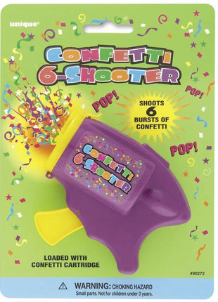 Confetti 6-Shooter (Pre-Loaded) - SKU:90272 - UPC:011179902729 - Party Expo