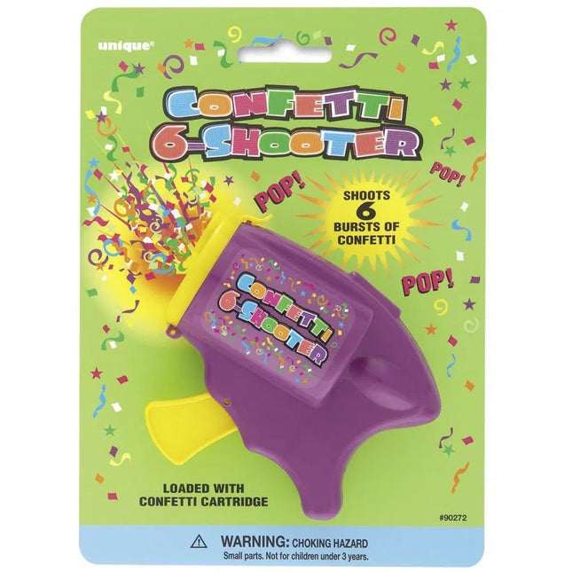 Confetti 6-Shooter (Pre-Loaded) - SKU:90272 - UPC:011179902729 - Party Expo