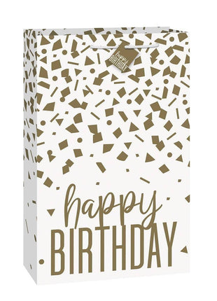 Confetti Gold Birthday Jumbo Gift Bag - SKU:78439* - UPC:011179784394 - Party Expo