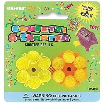 Confetti Six Shooter Refills (2ct) - SKU:90273 - UPC:011179902736 - Party Expo