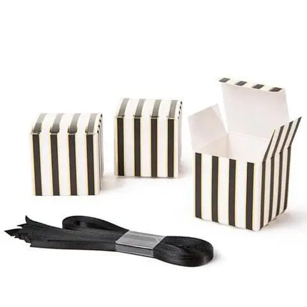 David Tutera Small Black & White Striped Favor Boxes (25ct) - Party Expo