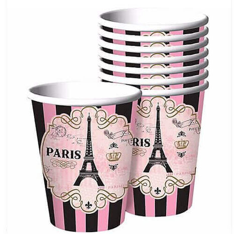 Day In Paris - 9oz Paper Cups (8ct) - SKU:581729 - UPC:013051711108 - Party Expo