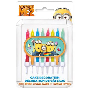 Despicable Me - Cake Decor with 8 Candles and Holders - SKU:44160 - UPC:011179441600 - Party Expo