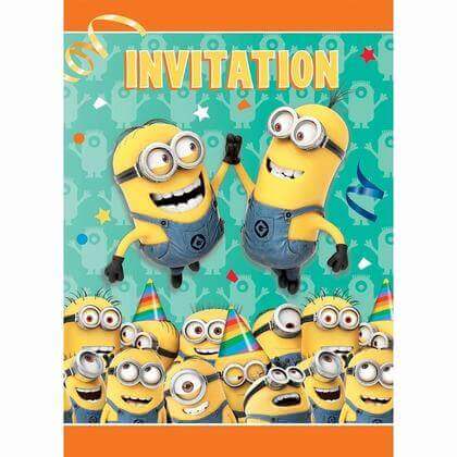 Despicable Me Minions Invitations (8ct) - SKU:43124 - UPC:011179431243 - Party Expo