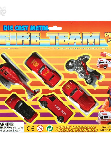 Die-Cast Fire Team (6pcs) - SKU:VE-FIRE6 - UPC:097138615558 - Party Expo