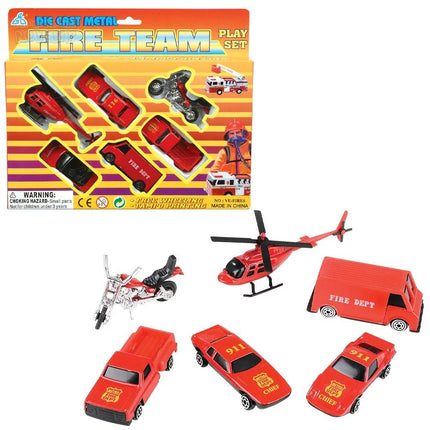 Die-Cast Fire Team (6pcs) - SKU:VE-FIRE6 - UPC:097138615558 - Party Expo