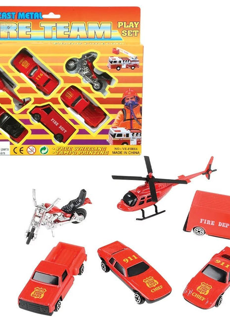 Die-Cast Fire Team (6pcs) - SKU:VE-FIRE6 - UPC:097138615558 - Party Expo