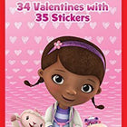 Doc McStuffins Deluxe Valentine's Day Cards with Stickers (34ct) - SKU:4151925 - UPC:073168268186 - Party Expo