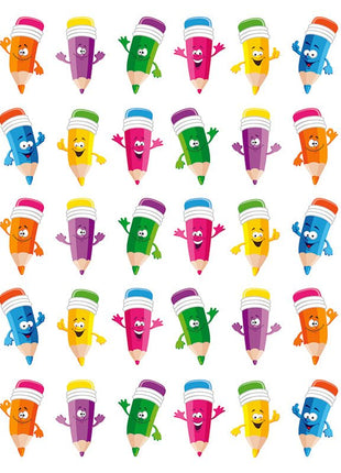 Eureka Theme Sticker Pencil Smiley Faces - SKU:655068 - UPC:073168269367 - Party Expo