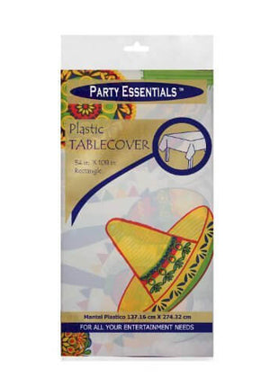 Fiesta Plastic Tablecover 54 in. x 108 in. - SKU:54108FI - UPC:098382108186 - Party Expo