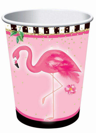 Flamingo Cups 9oz. - 8 pieces - SKU:85350 - UPC:721773853500 - Party Expo