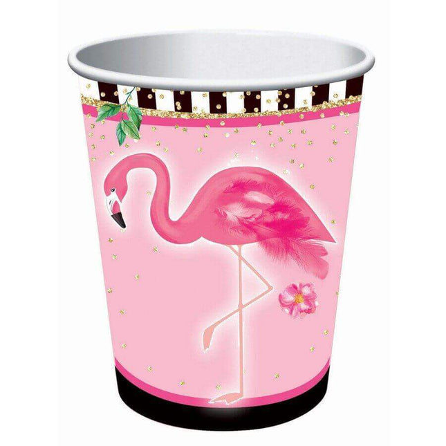 Flamingo Cups 9oz. - 8 pieces - SKU:85350 - UPC:721773853500 - Party Expo