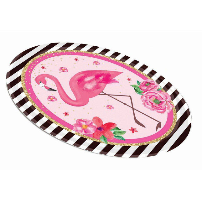 Flamingo Oval Paper Platter - SKU:85345 - UPC:721773853456 - Party Expo