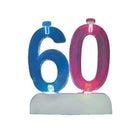 Flashing 60th Birthday Candle Holder with Candles (1ct) - SKU:37546 - UPC:011179375462 - Party Expo