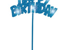 Flashing Blue Happy Birthday Cake Topper (1ct) - SKU:90878 - UPC:011179908783 - Party Expo