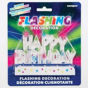 Flashing Happy Birthday Cake Topper (1ct) - SKU:37043 - UPC:011179370436 - Party Expo