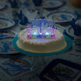 Flashing Happy Birthday Cake Topper (1ct) - SKU:37043 - UPC:011179370436 - Party Expo