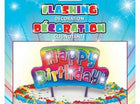 Flashing Rainbow Happy Birthday Cake Topper - SKU:37045 - UPC:011179370450 - Party Expo