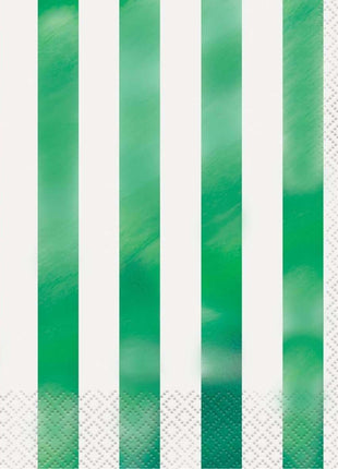 Foil Green Striped Paper Lunch Napkins - SKU:51632 - UPC:011179516322 - Party Expo