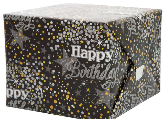 Gift Wrap Roll Glittering Birthday - SKU:58279 - UPC:011179582792 - Party Expo