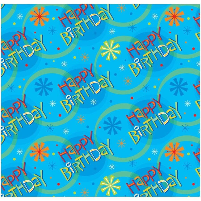 Gift Wrap Roll Stellar Birthday - SKU:43212 - UPC:011179432127 - Party Expo