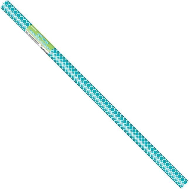 Gift Wrap Roll Teal Quarterfoil - SKU:43291 - UPC:011179432912 - Party Expo