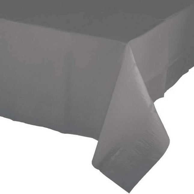 Glamour Gray Paper Tablecloth with Plastic Lining - SKU:339655 - UPC:039938615680 - Party Expo