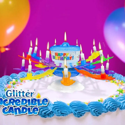 Glitter Happy Birthday Flower Incredible Candles - Rainbow (16 Candles) - Party Expo