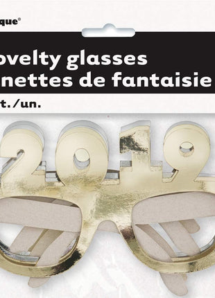 Gold "2019" Party Glasses (4ct) - SKU:63660 - UPC:011179636600 - Party Expo