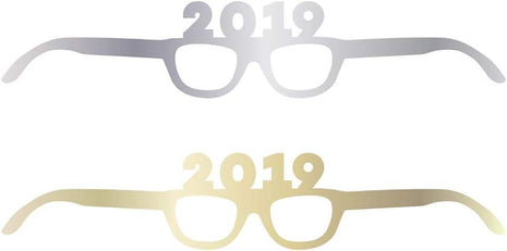 Gold "2019" Party Glasses (4ct) - SKU:63660 - UPC:011179636600 - Party Expo