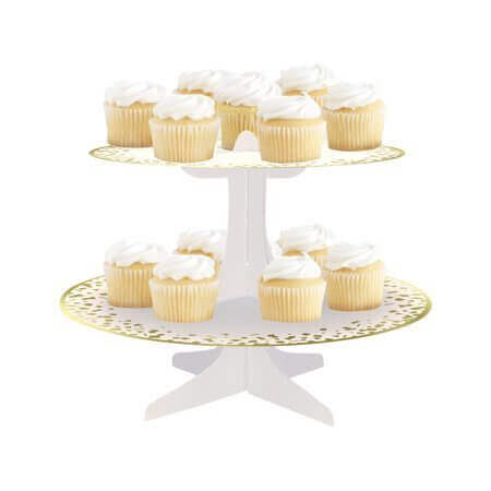 Gold Confetti Birthday Cupcake Stand - SKU:73989 - UPC:011179739899 - Party Expo