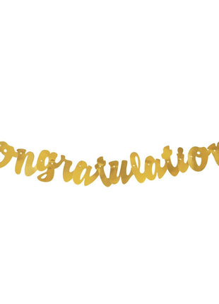 Gold Foil Script Congratulations Banner - SKU:61748 - UPC:011179617487 - Party Expo