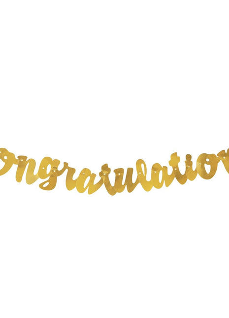 Gold Foil Script Congratulations Banner - SKU:61748 - UPC:011179617487 - Party Expo