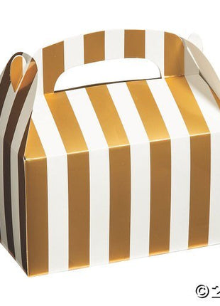 Gold Foil Striped Treat Boxes (6ct) - SKU:3L-13829276 - UPC:192073481746 - Party Expo