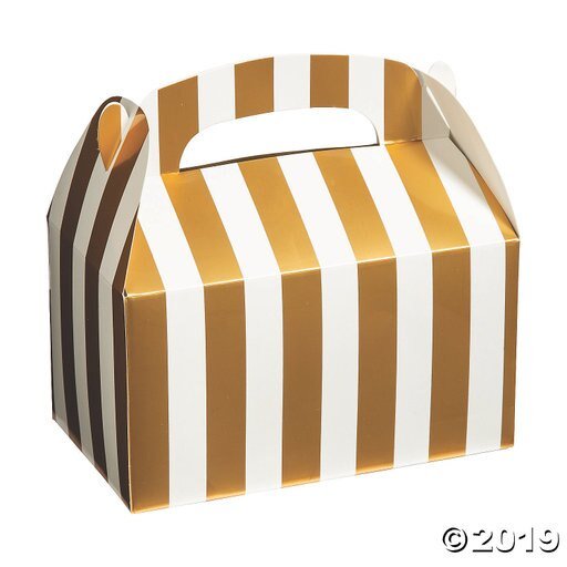 Gold Foil Striped Treat Boxes (6ct) - SKU:3L-13829276 - UPC:192073481746 - Party Expo