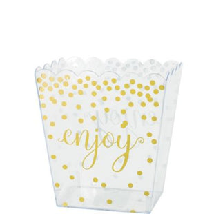 Gold Scalloped Container with "Enjoy" Print - SKU:437896.19 - UPC:013051609061 - Party Expo