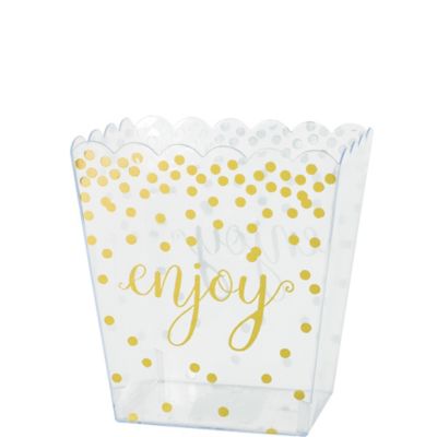 Gold Scalloped Container with "Enjoy" Print - SKU:437896.19 - UPC:013051609061 - Party Expo