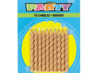 Gold Spiral Birthday Candles - SKU:1943 - UPC:011179019434 - Party Expo
