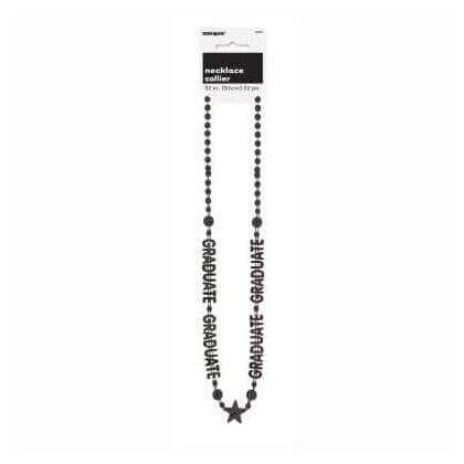 Graduation Black Bead Necklace - Black - SKU:95070 - UPC:011179950706 - Party Expo