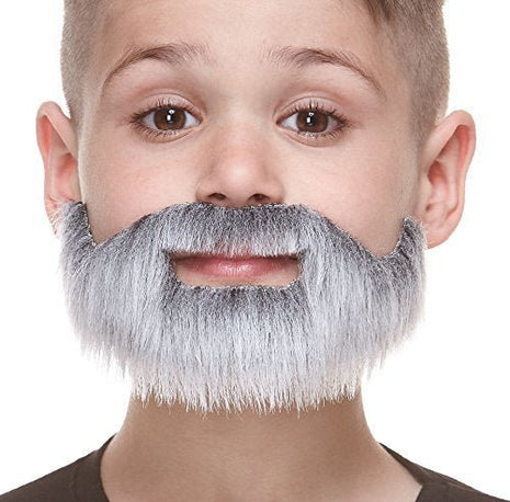 Gray & White Mustache with Short Boxed Beard - SKU:S155-MB - UPC:4772036004036 - Party Expo