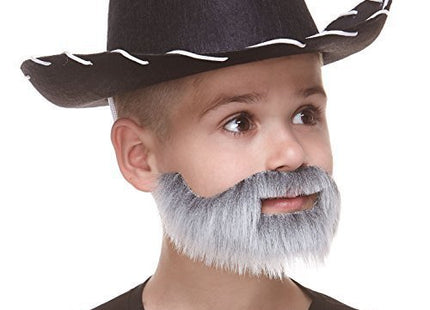 Gray & White Mustache with Short Boxed Beard - SKU:S155-MB - UPC:4772036004036 - Party Expo